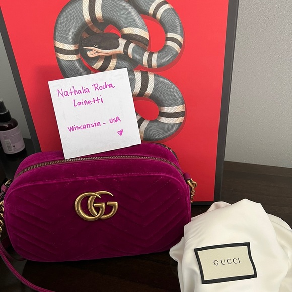 Velvet pink Gucci bag - Picture 1 of 2